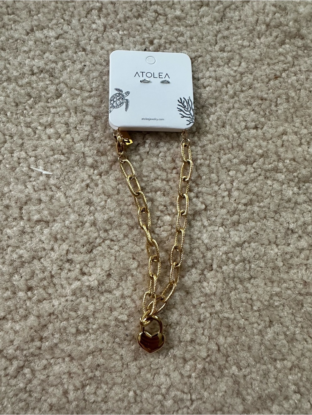 Gold Double-Chain Heart Pendant Bracelet